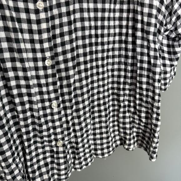 Croft & Barrow Black & White Gingham Button Up Top - Size 3X - Women's Plus Size - Picture 3 of 6